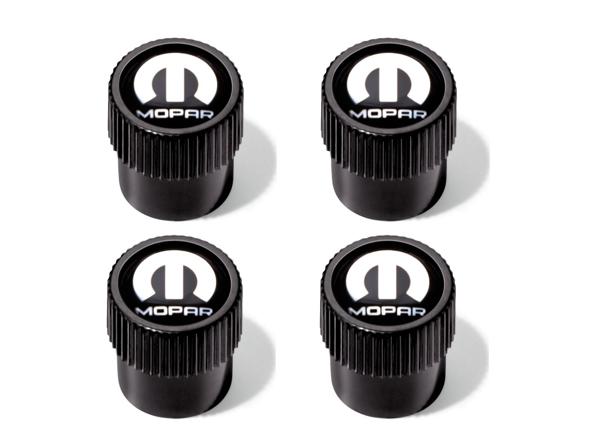 Authentic Mopar Wheel Valve Stem Caps Mopar Logo Silver 82215722